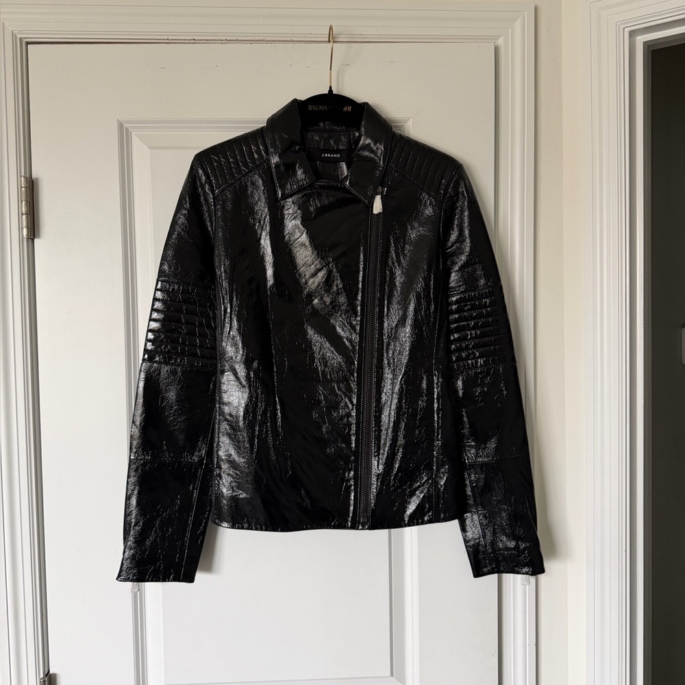 J Brand Black Patent Leather Jacket